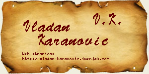 Vladan Karanović vizit kartica